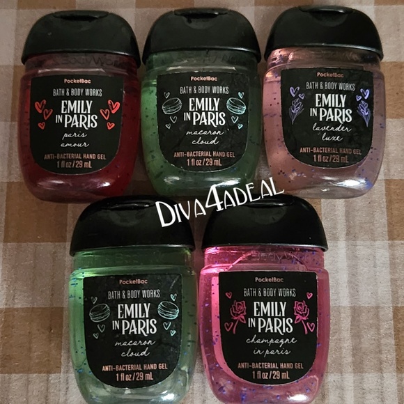 5X Bath & Body Works X EMILY IN PARIS 1 oz Anti Bacterial Hand Gel Pocketbacs - Picture 1 of 5